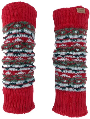 GURU SHOP Calentadores de lana Nepal con estampado para hombre y mujer, sintéticos, rojo, Talla única