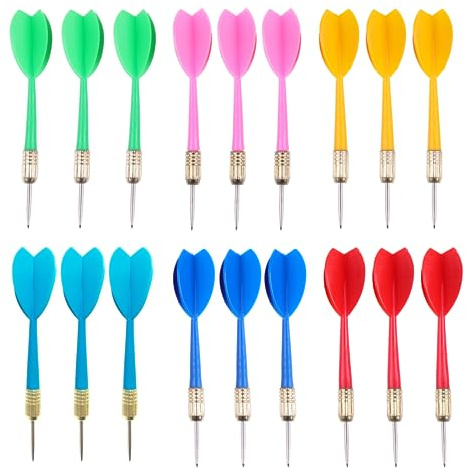 BCBF 18 Pezzi Freccette Punta Plastica,Freccette Punta Acciaio,Professionali Freccette Steel Set di,Coda per Freccette con Asta in Plastica di 2 in 1, Freccette Steel,Freccette in Plastica(6 Colore)