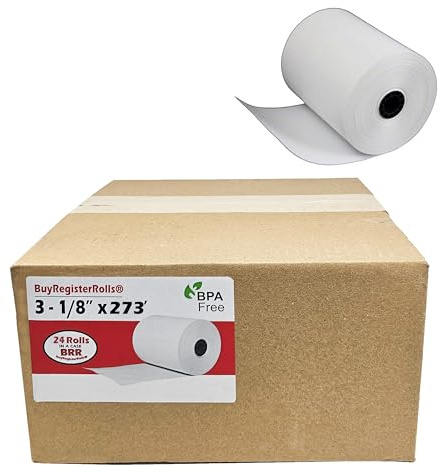 (24 Extra Large Rolls) 3 1/8 x 273 Thermal Paper Receipt Rolls fits all Clover POS Cash Register Printers Star SCP700 TSP100 TSP300 TSP400 TSP500 TSP600 TSP 700 TSP2000 CT S300 from BuyRegisterRolls