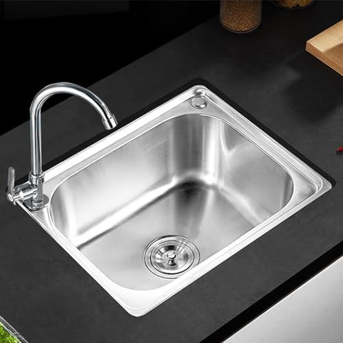 Lavello In Acciaio Inox con Montaggio Sottopiano Lavello da Incasso Per Mobile da Cucina Set di Scarico per Lavello da Cucina Quadrato Lavabo In Acciaio Inox (60x40cm)