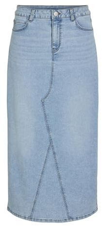 Vila Vinus HW Midi Denim Skirt/PB, Mezclilla De Color Azul Claro, S