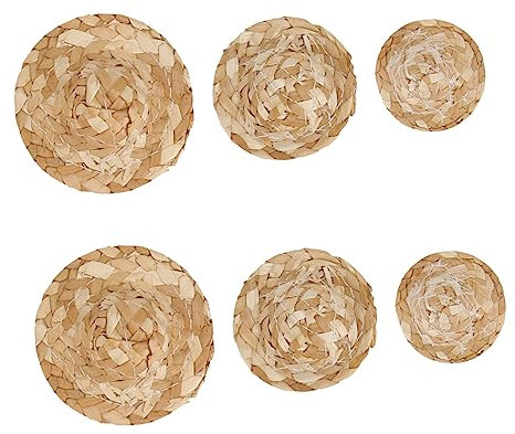 Happyyami Parrot Straw Hat Lightweight Natural Mini Bird Hat for Parakeet Cockatiel Lovebird Sun Protection Comfortable Handmade 6 Pack