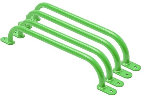 TRIBECCO Klettergriffe Haltegriffe für Outdoor & Indoor Metall Griffe für Spielplatz, Klettergerüst, Spielturm, Hochbett, Leiter und Kletterwand im Kinderzimmer (550 mm Lindgrün, 4 Stücke)
