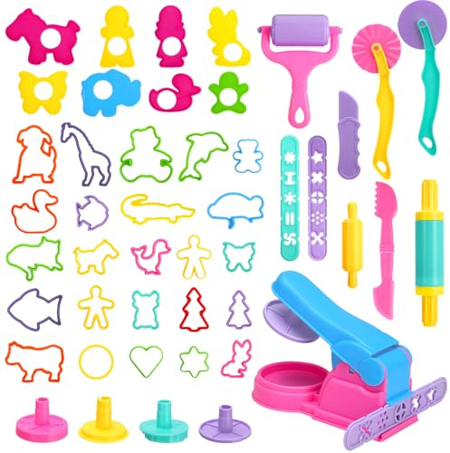 46PCS Playdough Tools and Cutters, PlayDough Accessories Play Dough Tools Rollers Cutters Play Dough Kit for Kids Safety Clay Accessories Molds for Preschool Learning Children Ages 3+