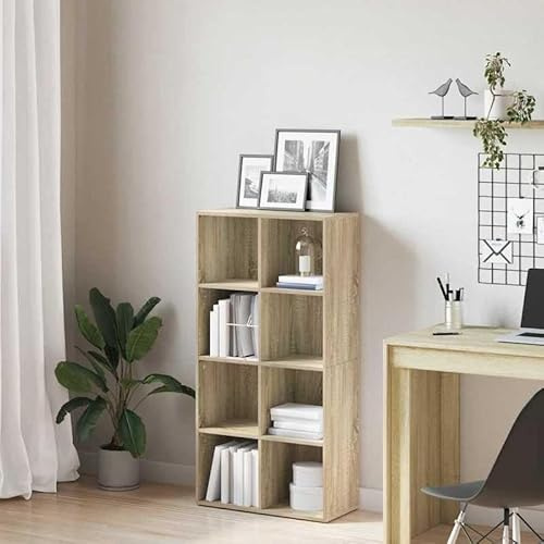 Eleganz Estantería de madera de roble Sonoma, 66 × 30 × 130 cm, sistema de ahorro de espacio para sala de estar y oficina, elegante y duradero