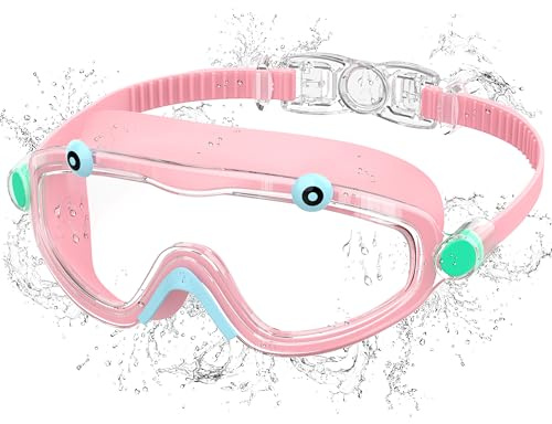 Ambienden Gafas Natación Niño Amplias Anti-Vaho, Protección UV, Ajuste 1 Toque, Sello Silicona, Unisex Niños 3-10 Años, Pink