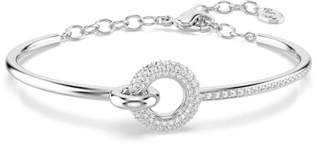 Swarovski Dextera Armreif, Rundschliff, Weiß, Rhodiniert