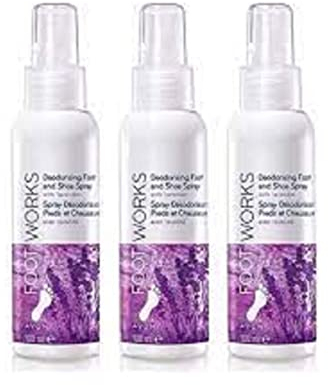 3x Avon Foot Works Deodorising Foot And Shoe Spray With Lavender- 100ml(300ml)
