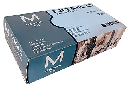 GUANTE NITRILO DESECHABLE S/POLVO AZUL 100 UNID M