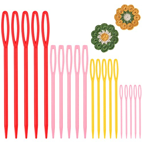 20 Pieces Large Eye Plastic Sewing Needles, Big Eye Needles for Sewing 4cm/5.6cm/7cm/9.4cm Plastic Needles for Sewing Craft and DIY