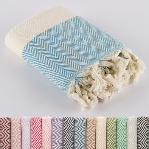 LUCIDUS® 180 x 100 Strandhandduk, Hamam-handduk, Bastuhandduk, Badhandduk, Picknickfilt,% 100 Bomull, Kvinnor och Män, Extra Lätt, Snabbtorkande, Sandfri (Turkos)