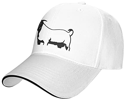 Boer Goat Casual Sandwich Baseball Cap Verstellbar Waschbar Klassisch Gebogene Krempe Baseball Cap für Männer und Frauen, Weiß, EinheitsgröÃŸe