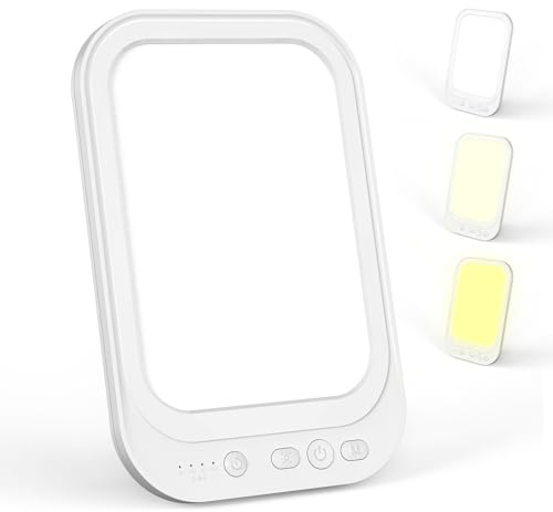 Lampe de luminothérapie, 10 000 lux, simulation de la lumière du jour, 5 Luminosité Réglable & 4 Minuteri, 90° Pliable Pour Bureau/Maison, SAD Lampe LED Efficace des Troubles Affectifs Saisonniers