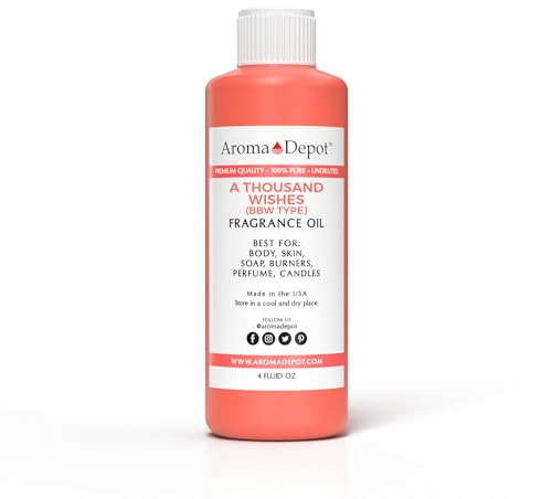 Aroma Depot A Thousand Wishes 4oz Fragrance Oil I Perfume I Skin Oil I Scented Oil. DIY Projects Such as Candles, Bath Bombs, Body Butters, Creams & Lotions. For Diffuser, Burners, or Warmers.