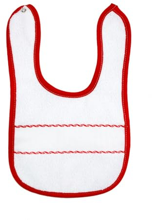 Bubabù Lätzchen AMILCARE 18 x 30 cm mit Knopf – Weihnachts-Lätzchen zum Besticken – Lätzchen Weihnachten Stickerei, Weiß, Einheitsgröße