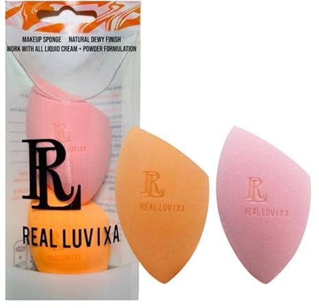 REAL LUVIXA Makeup-Schwamm - Latexfreier, hypoallergener Teint-Schwamm für Foundation, Concealer, Puder & Rouge - Ergonomisches Design mit hochwertigem Schaumstoff - Packung mit 1 (1 x 2 Stück)