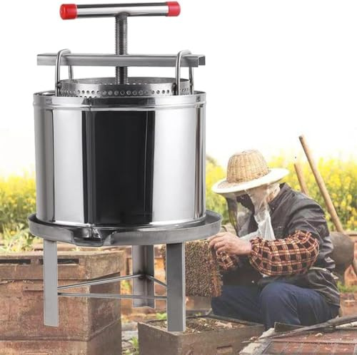 ZIJINGM Manual Honey Extractor, Commercial Honey Centrifuge Tool, Honeycomb Spinner Honey Separator, Stainless Steel Beekeeping Pro Extraction Equipment, Mesh Press Machine for Honey & Fruit