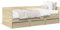 Faroom Tagesbett mit Stauraum, Schlafcouch mit 3 Schubladen und Lattenrost, Tagesbett Holz,Einzelbett 90 x 200 cm, Funktionsbett Stauraumbett mit Rückenlehne, Jugendbett Kinderbett Sonoma Eiche