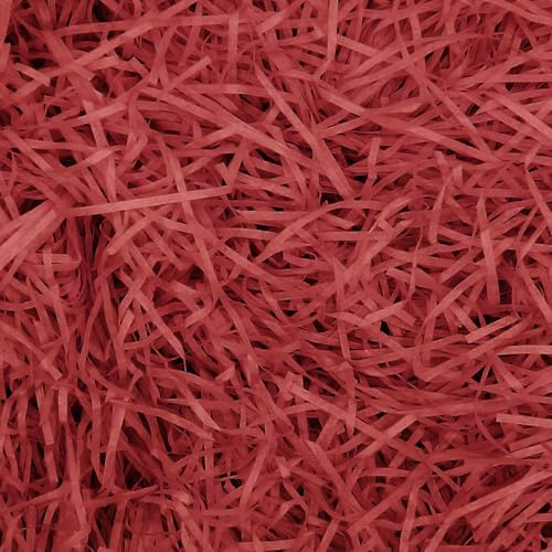 Mamiddle Papier Déchiqueté Raffia 50g - Remplissage Cadeaux Écologique pour Paniers, Boîtes Cadeaux et Décoration de Fête (Rouge)