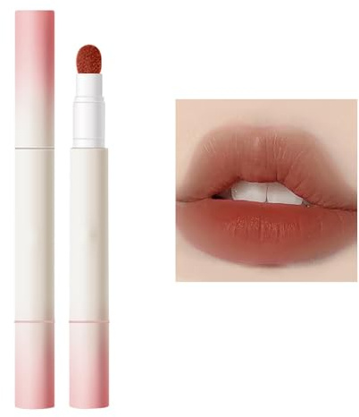 Air Cushion Matte Lip Powder, anti-adhésif Lip Glaze rouge à lèvres 2g, 6 teintes tendance (sable Sunset/marron Caramel/rose Berry/fleur de pêche/kaki doux/café cacao)
