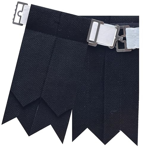 Flashes de kilt pour homme – Chaussettes de kilt classiques et unies avec ajusteurs de boucle lourde, jarretières pointues en laine acrylique – Parfaites pour une robe traditionnelle Highland, noir