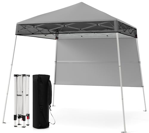 GOPLUS Pop-up paviljong 2 x 2 m, höjdjusterbar trädgårdspaviljong med sidovägg, bärväska, 4 pinnar vattentätt solskydd för utomhusbruk, vikbart trädgårdstält för fester och camping (grå)