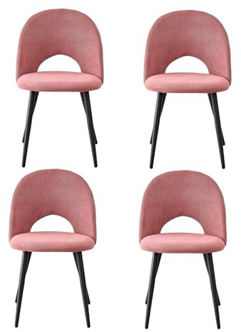 GrandCA HOME Set di 4 Sedie da Pranzo, Moderne Sedie da Cucina Imbottite con Gambe in Metallo, Adatte a Sale da Pranzo, Soggiorni e Camere da Letto - Rosa