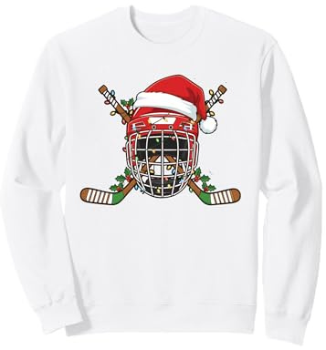 Casco da Hockey su Ghiaccio di Babbo Natale, per Uomini, Ragazzi, Ragazzi e Adolescenti Felpa
