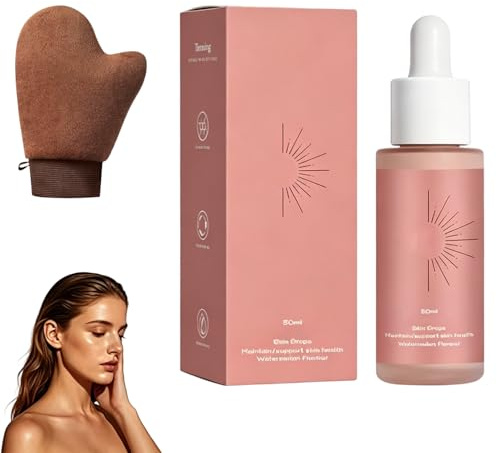 PYRUVAE Gocce Abbronzanti Viso e Corpo (50ml) con Guanto Autoabbronzante, Siero Autoabbronzante per un'Abbronzatura Naturale e Uniforme, Kit Professionale con Applicatore Morbido - Marrone