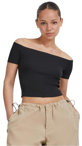 URBAN CLASSICS Camiseta de Mujer, Manga Corta con Hombros Descubiertos, Top Corto, T-Shirt,