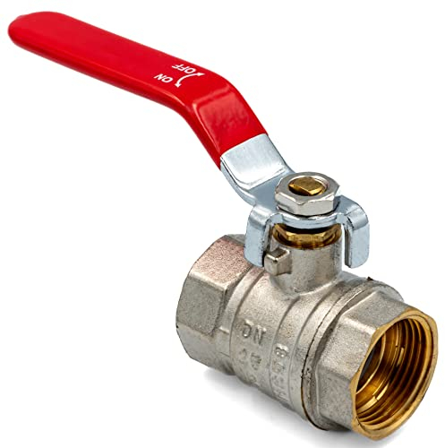 Kugelhahn 3/4 Zoll IG-IG - Absperrventil aus vernickeltem Messing mit PTFE-Dichtung - Absperrhahn mit Hebelgriff - Wasserhahn Sicher für Trinkwasser