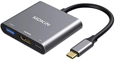 MOKiN USB C to HDMI Multiport Adapter, Type-C Hub Thunderbolt 3 to HDMI 4K Output USB 3.0 Port and USB-C Charging Port, Digital AV Adapter for MacBook Pro/air, Galaxy S8/S9