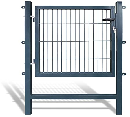 Gartentore Easy mit 100 cm Breite - Farbe und Höhe wählbar (Besonderheit : kein ausrichten der Pfosten notwendig durch Querverbindung !) Tor für Doppelstabmattenzaun (H 80 x B 100 cm, anthrazit)