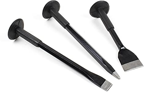 XPOtool Jeu de burins 3 pcs. Burin plat Burin pointu et Burin coupe-rivets Anti-dérapant Pare-main