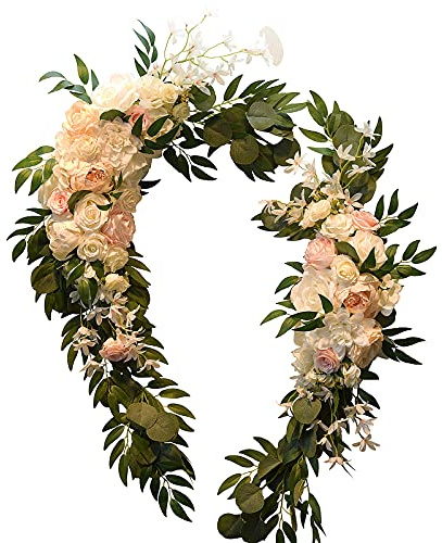 JYCAR Paquete de 2 guirnaldas de flores artificiales de peonía, kit de flores de arco de boda, centros de mesa, arreglo floral para boda, fiesta, ceremonia, recepción, telón de fondo