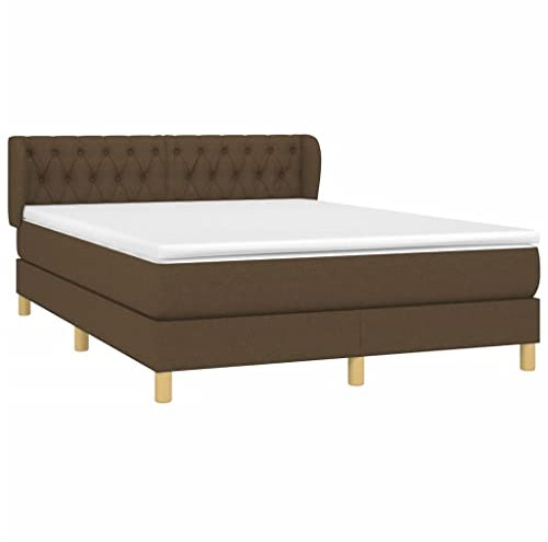 vidaXL Boxspringbett mit Matratze Doppelbett Polsterbett Bettgestell Bett Hotelbett Bettrahmen Lattenrost Schlafzimmerbett Dunkelbraun 140x200cm Stoff