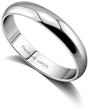 Dankadi Anello/fede nuziale, in argento 925 placcato oro, da 3,5 mm, semplice e liscio, per coppia sposata, donne, uomini, amici e amiche, regalo per matrimoni, misure 44-70 mm