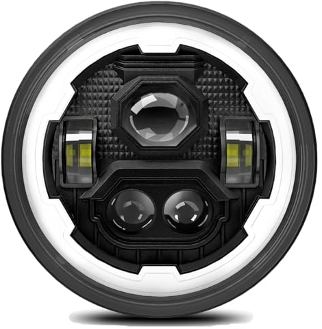 Faro a LED da 7 pollici Faro rotondo con fascio Hi/Lo, DRL e indicatori di direzione ambra per auto Moto Impermeabile IP67