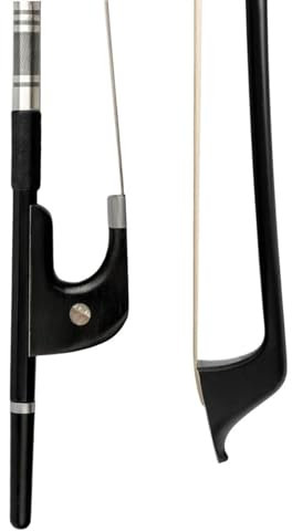 Professioneller Geigenbogen Aufrechter Kontrabassbogen, 1/4 Größe, Deutsches Natürliches Rosshaar, 70 Cm, Karbonfaserstab, Ebenholz, Warmer Ton, Kontrabassbogen