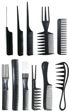 YANINEE 11PCS Seitenscheitel Styling Kamm mit Strähnenkamm Set, Friseur Haarkamm, Barber Comb Grob für Männer Frauen