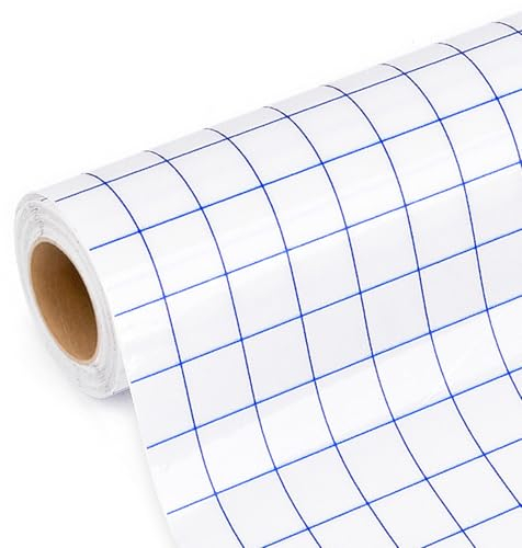 Lya Vinyl Transferfolie Plotter für Plotterfolie-30,5cm x 600cm Plotter Zubehör Übertragungsfolie Plotter mit Blaues Ausrichtungsgitter für präzise Platzierun für Cricut, Silhouette Cameo
