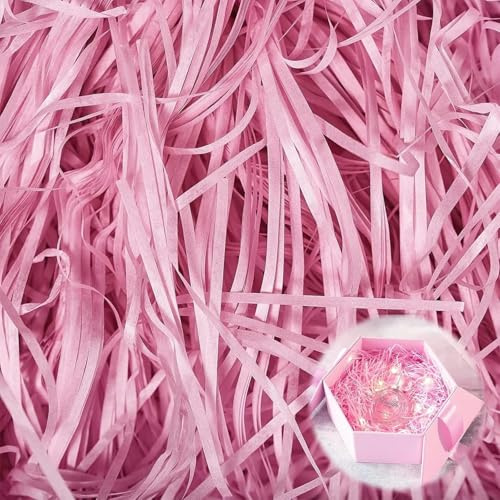 Hengrongshen Material de Relleno de Regalo, 300g Material de Relleno Para Paquetes, Papel Triturado, Decoración para Navidad, Boda, Aniversario, Fiesta de San Valentín (Rosa)