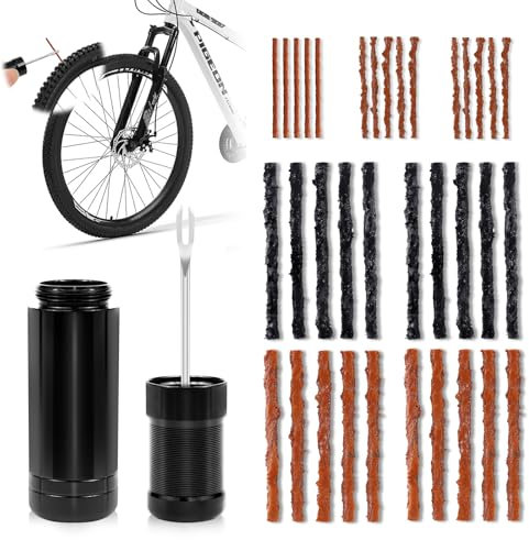 LPZMPZ Tubeless Reparaturset Tire Repair Set Reifen Reparatur Tool Kit Rennrad Flickset Fahrradreifen Reparaturse Strips Inklusive Klebestreifen und Gabel für MTB Gravelbike Road Bike