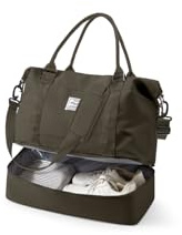 Spirit Travel Duffel - 18x14x8 Inches Weekender Overnight Bag with Shoes Compartment, Trolley Sleeve, Carry On for Airplanes, Sport Tote Gym Bag - Dark Brown