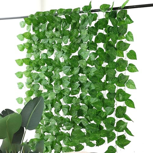 duoyif Ghirlanda artificiale di edera, 2,1 m, 12 pezzi di piante artificiali da appendere, anca di edera, per cucina, giardino, terrazza, balcone, ufficio, matrimonio, festa, verde (b1)