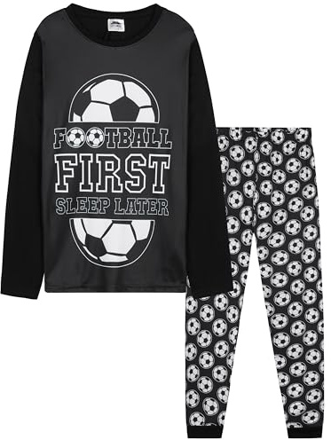 CityComfort Pigiama Ragazzo Adolescenti Set Pigiami Lunghi con Motivo Calcio o Gioco Abbigliamento da Casa Regalo Bambino