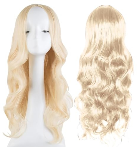 Light Blonde Curly Wig Headband Wig, Long Blonde Wigs for Women, Blond Wigs for Women 27’’ Length, Synthetic Wave Hair for Simple Styling Soft Touch Natural Appearance Woman Girls