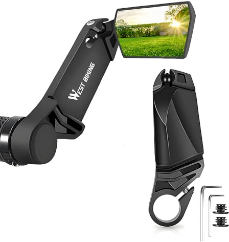2 Pack Bike Mirrors, 360° Adjustable Foldable Bicycle Rear View Mirrors, Rearview Bicycle Mirror Handlebar Mount, Fits for Mountain Bikes, E-bikes, Bicycles, Scooter