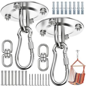 Morzejar Gancio da soffitto resistente, girevole a 360°, robusto gancio da appendere, in acciaio inox 304, girevole, per altalena, per soffitto, legno, veranda, palestra, yoga, gancio di sospensione