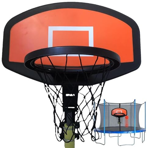 Studsmatta basketkorg – PE och ABS 56 x 35 cm | Barn-utomhus-bakvägg för och böjda stänger | 28 cm robust fälgfastsättning | universellt studsmattestativ för studsmatta för dagligt bruk